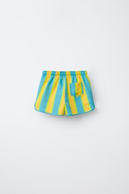 ZARA ПЛАВКИ В ПОЛОСКУ, БИРЮЗОВЫЙ