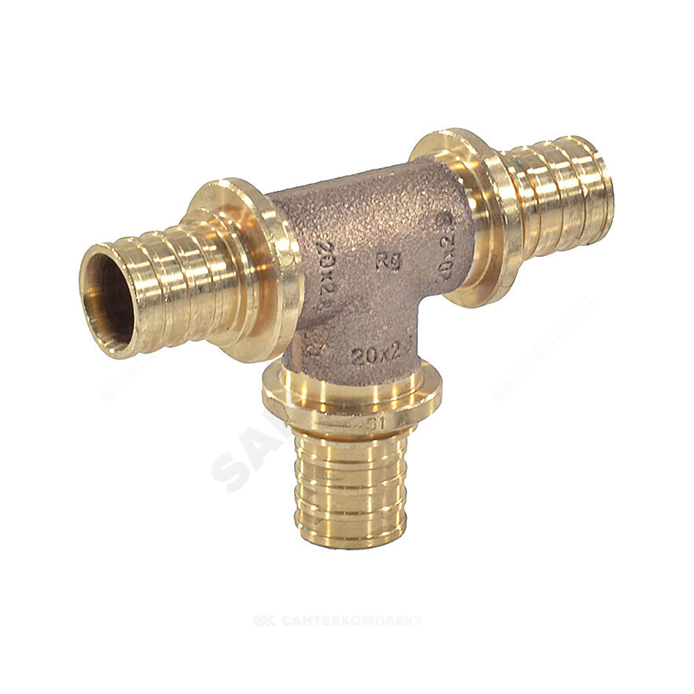 Тройник для PE-X труб аксиальный бронза Дн 32х32х32 RAUTITAN PLATINUM RX Rehau 14564531001