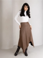 Юбка кожаная трапеция миди