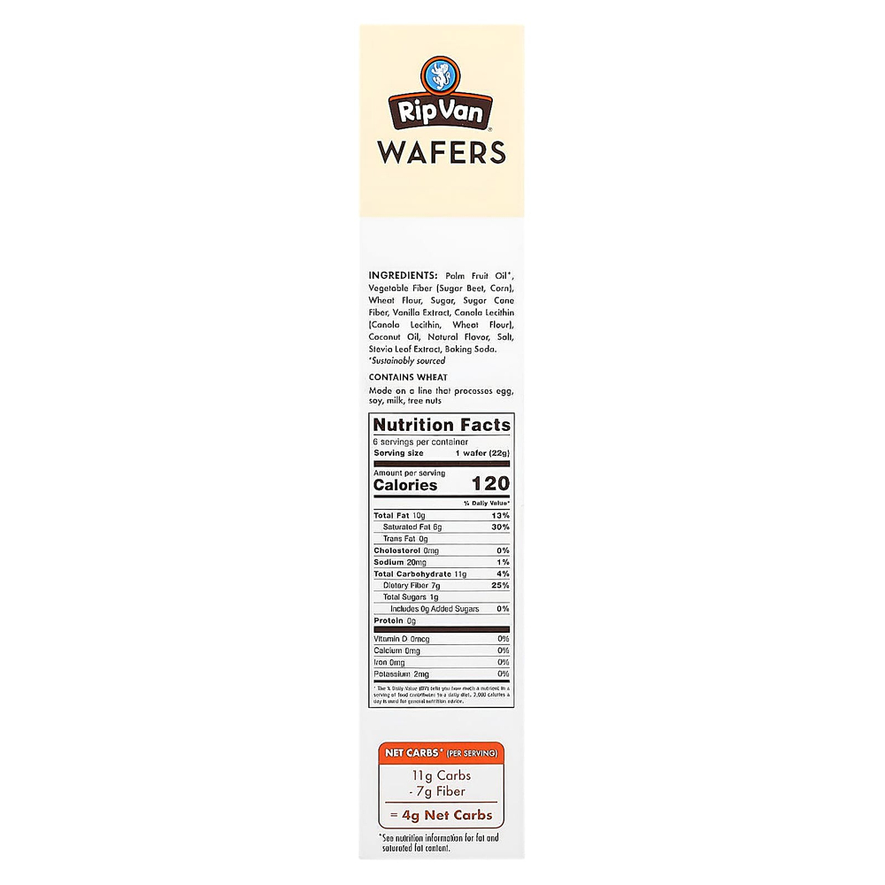 Rip Van Wafels, вафли, с ванильным вкусом, 6 пакетиков по 22 г (0,78 унции)