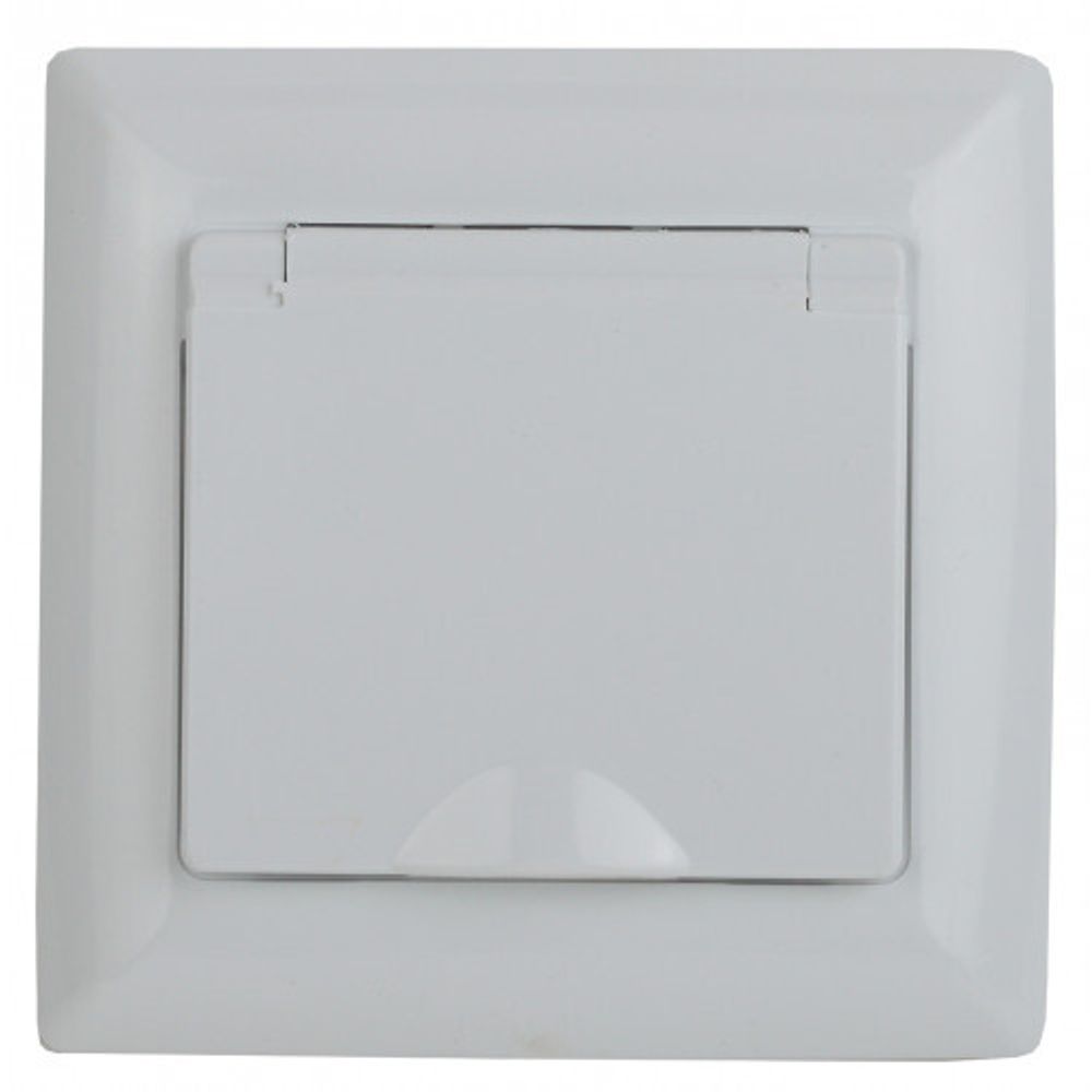 Розетка Intro Solo 4-203-01 с заземлением 2P+E Schuko с крышкой, 16А-250В, IP20, СУ, белый