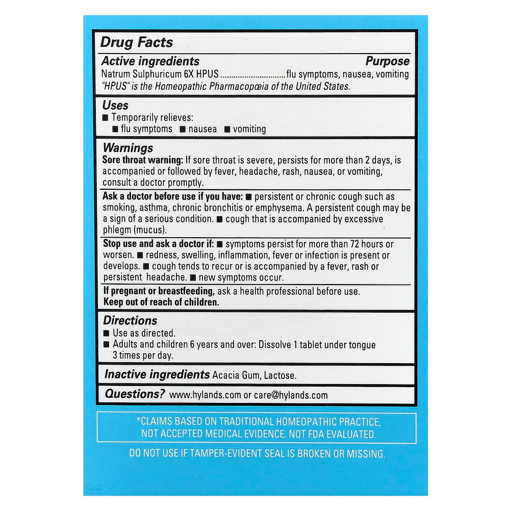 Hyland's Naturals, Cell Salt # 11, Nat Sulph 6X, быстрорастворимая одна таблетка