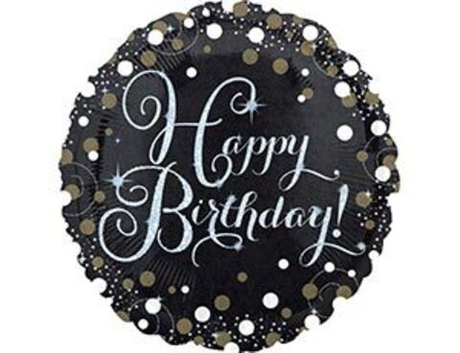 С днем рождения (Happy birthday) Фольга круг 45см голография