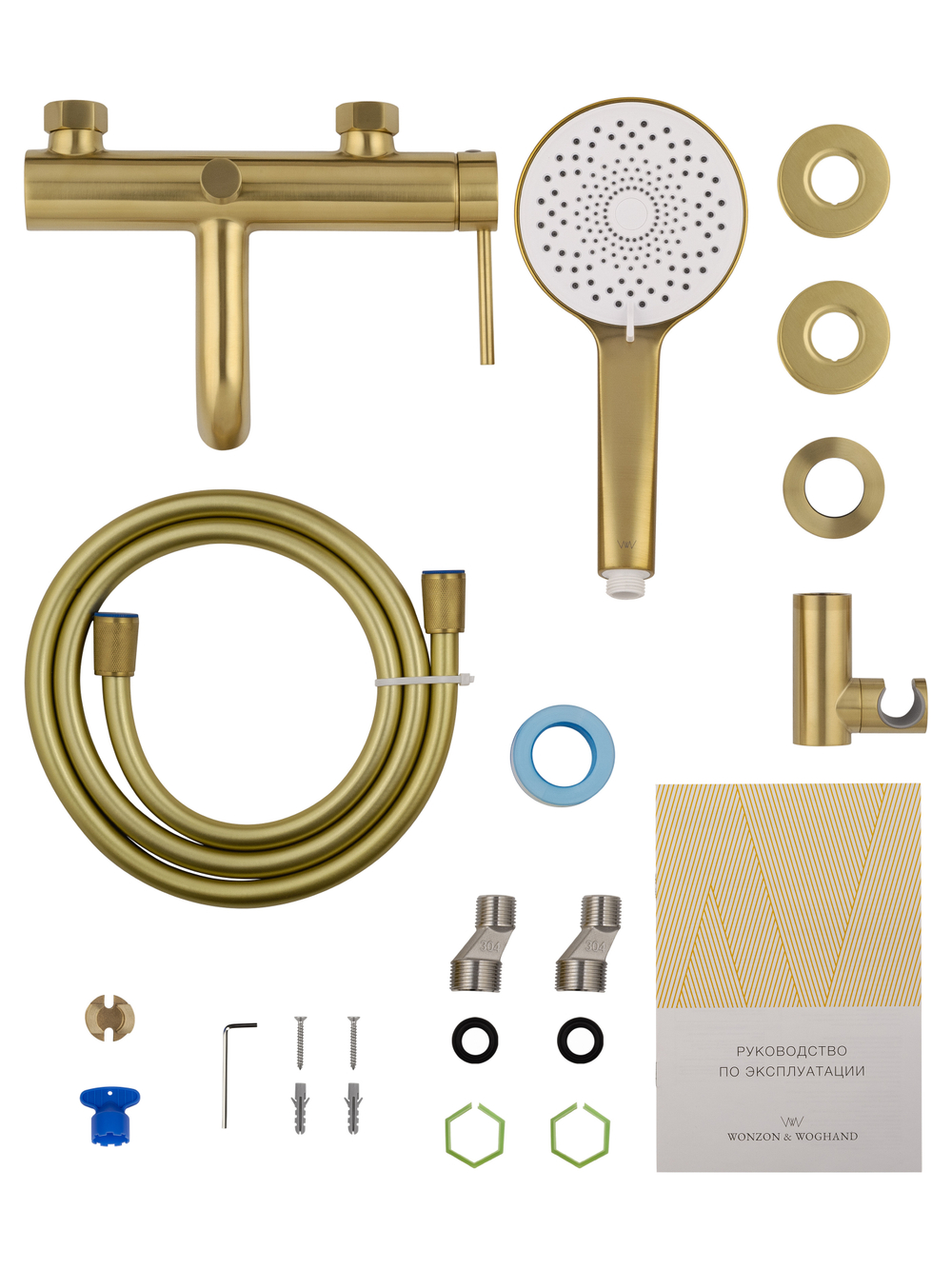 Смеситель для ванны с душем WONZON & WOGHAND STICK, Брашированное золото (WW-88639017-BG)