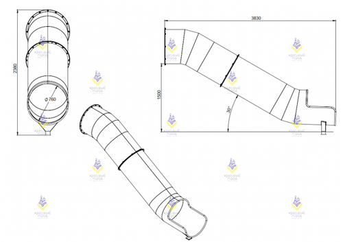 Горка 1500 туннельная прямая