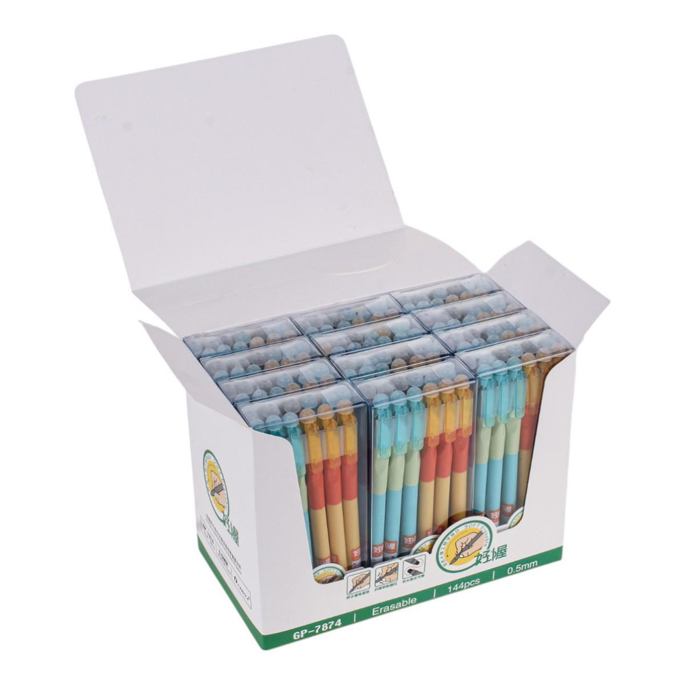 Ручка пиши-стирай 0,5 мм, синяя, трехгранный корпус, 3 цвета микс