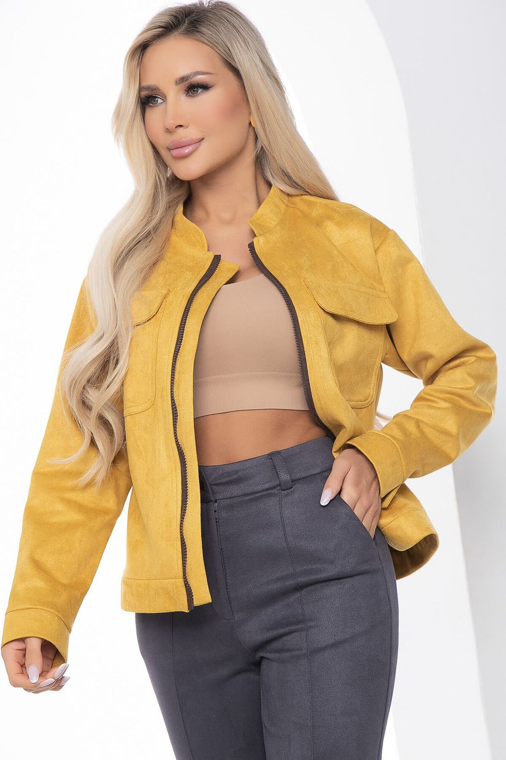 Жакет на молнии "Александра" (горчица) Б8899 LT Collection