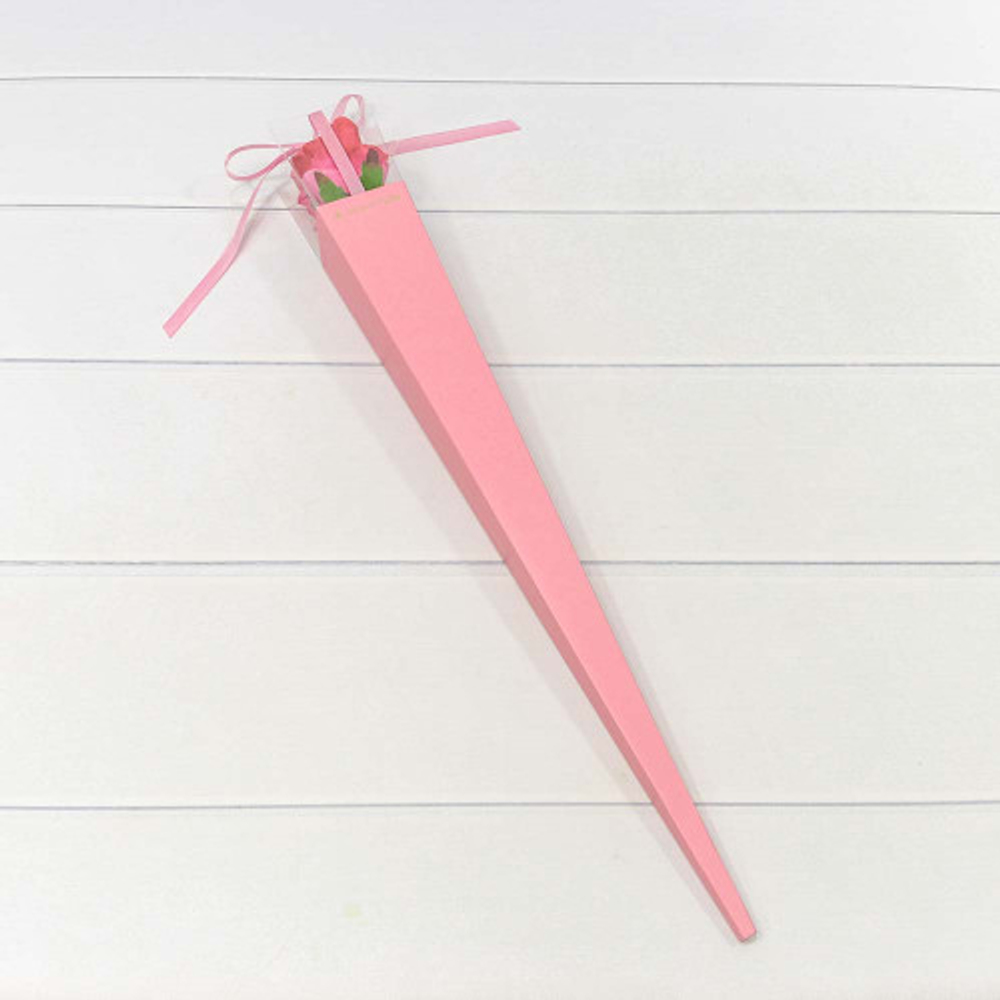 Коробка Ваза для цветов 6х6х60 см "Для одной розы" (Розовый)