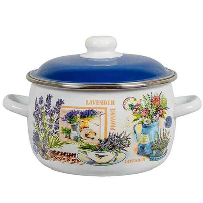 Кастрюля сталь, эмал, 5.5 л, с крыш, сферическая, СтальЭмаль, Горная лаванда, 6RC221M, индукц