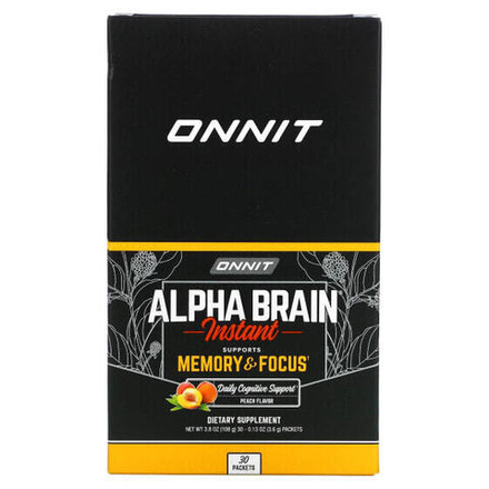 Ресвератрол Alpha Brain Instant, Memory & Focus, Peach, 30 Packets, 0.13 oz (3.6 g) Each