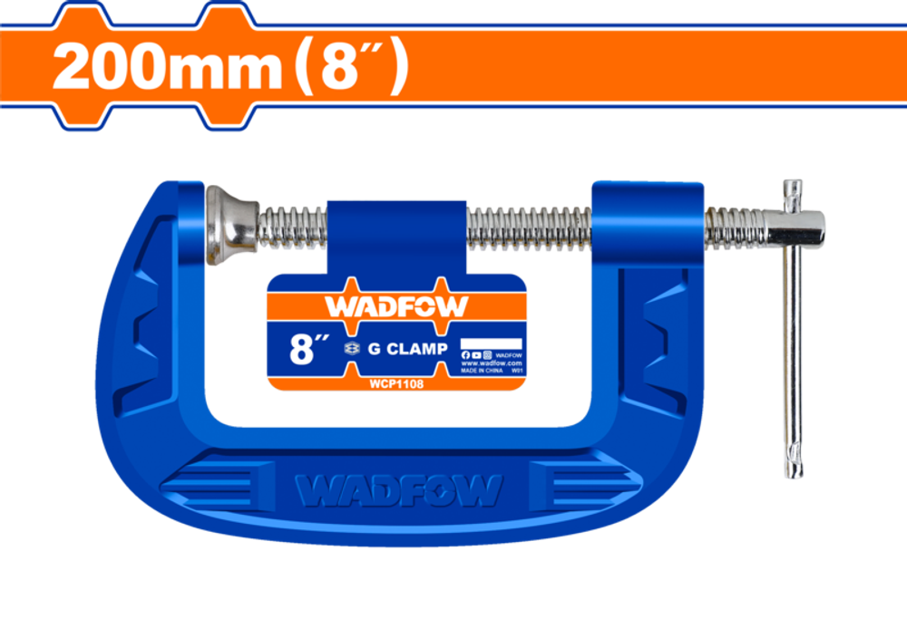Струбцна G-образная 200 мм (6/12) WADFOW WCP1108