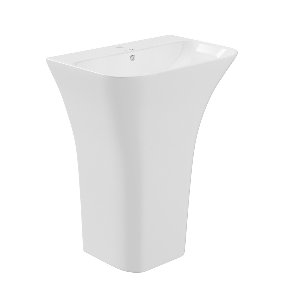 Умывальник-моноблок ELITE2 WAVE 650*450*835 ш*г*в, с хром переливом, белый, прямоуг