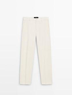 Massimo Dutti Прямые струящиеся брюки, кремовый