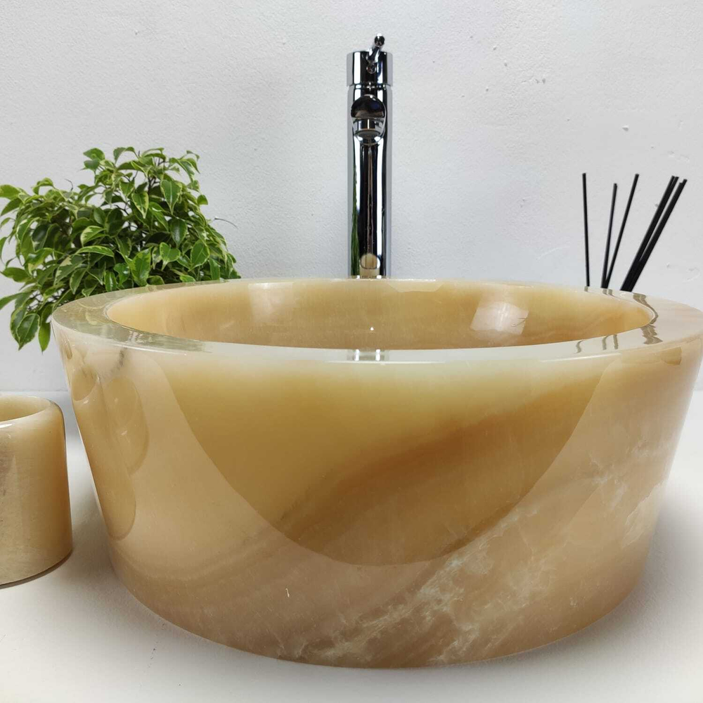 Раковина из оникса Drum Yellow Small DO-60979 40*40*15