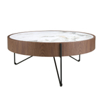 Круглый журнальный столик 2138/MH2303A из ореха и мраморной керамики