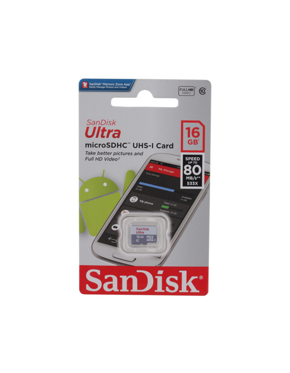 Карта памяти MicroSD SanDisk Ultra 16GB