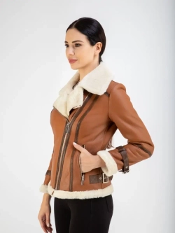 Дубленка авиатор натуральная короткая Турция