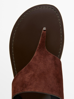 Massimo Dutti Сандалии с разделителем для пальцев ног из натуральной кожи, бургунди