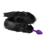 Фиолетовая анальная пробка с черным хвостом (Цвет: черный)