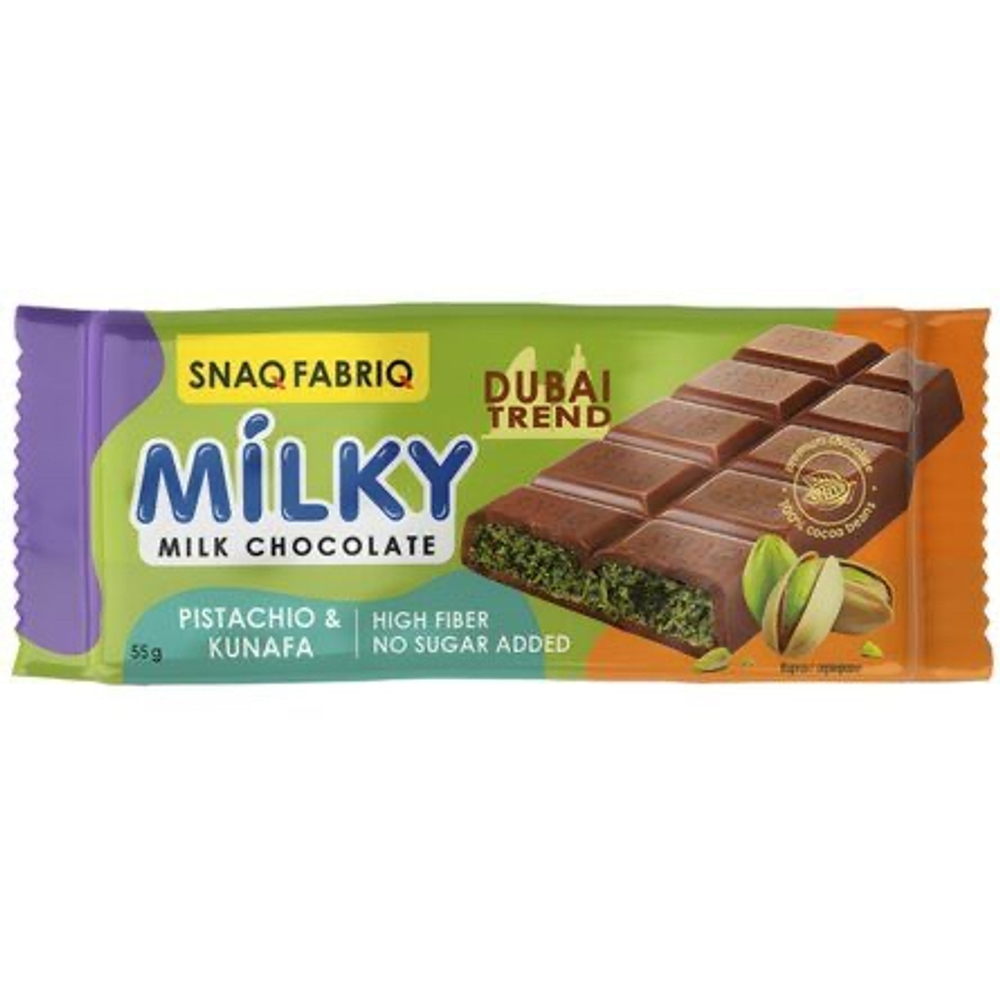 Snaq Fabriq Milky Молочный шоколад с фисташковой пастой и хрустящим тестом катаифи (55 гр.)