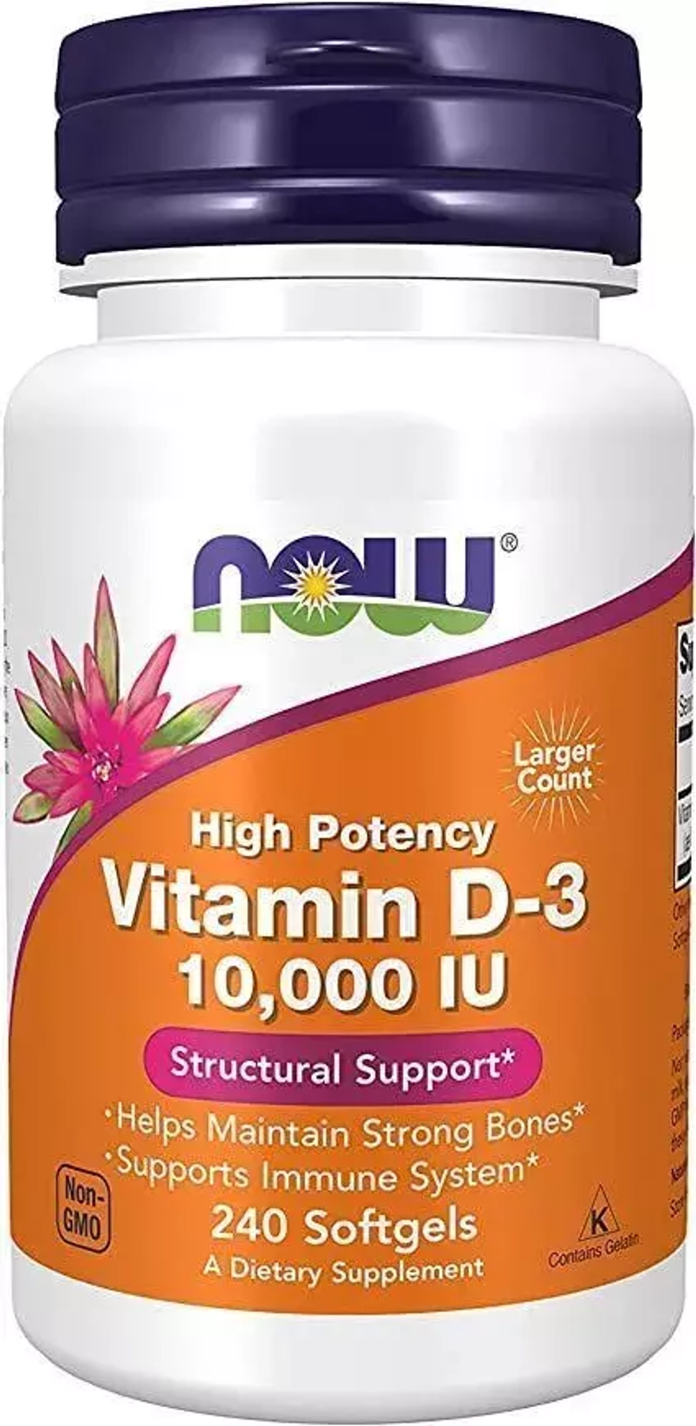 Vitamin D3 10000 IU (витамин D) 240 гелевых капсул NOW Foods