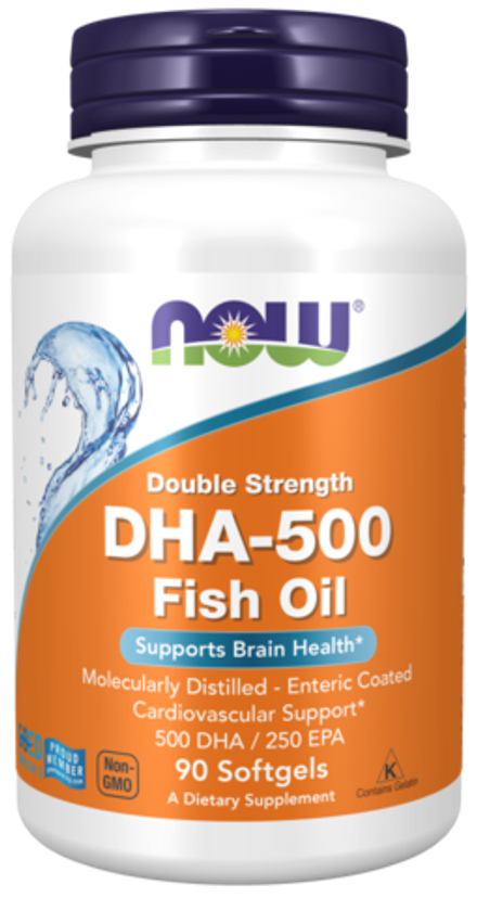 NOW Foods, Рыбий жир DHA-500, DHA-500 Fish Oil, 90 капсул