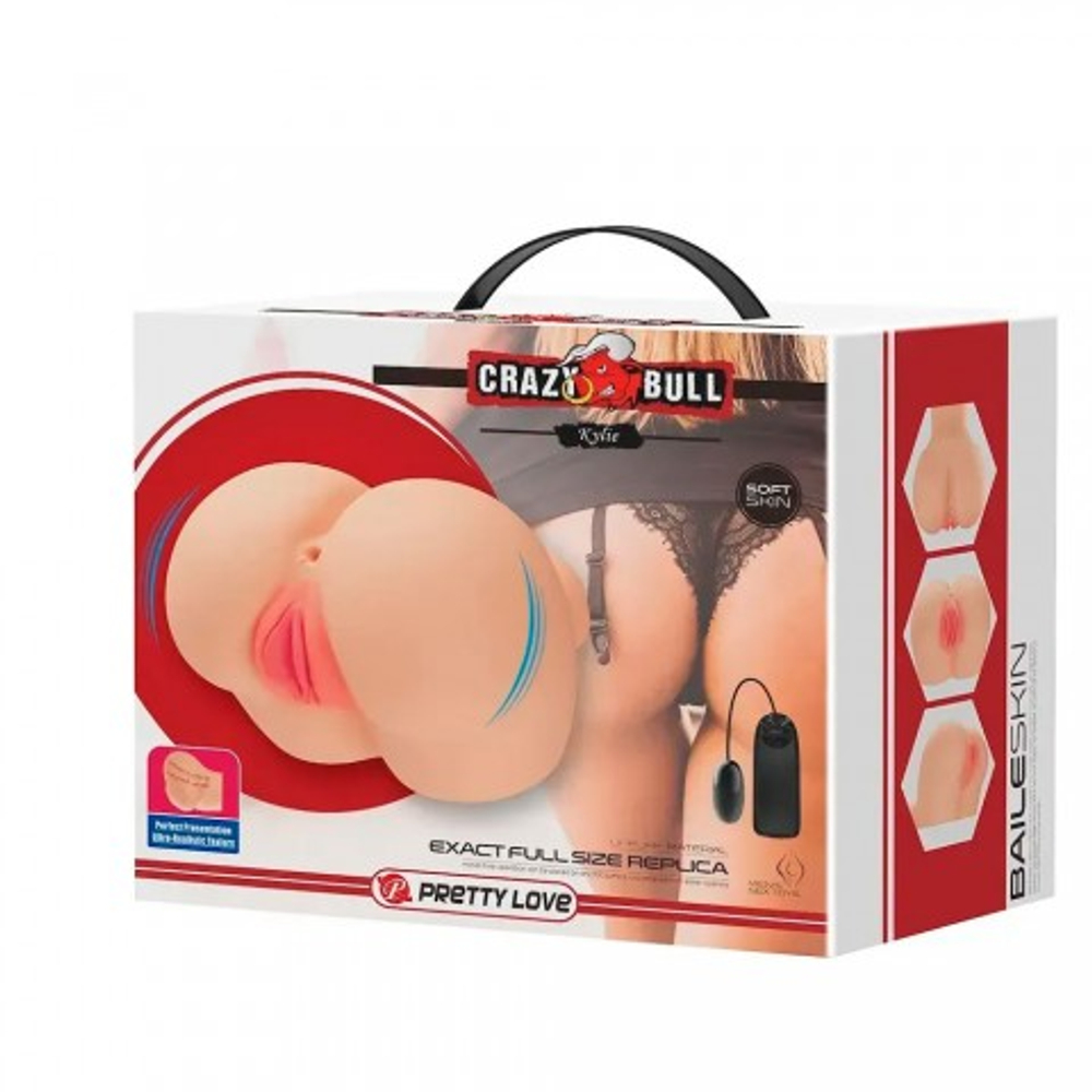 Мастурбатор реалистичный двойной Kylie с вибрацией, анус+вагина, бежевый