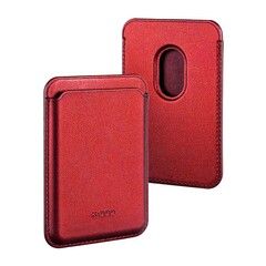 Кожаный чехол для пластиковых карт магнитный (MagSafe) / Картхолдер - кошелек для iPhone 12, 13 серии K-Doo Magsafe Leather Wallet (Красный)