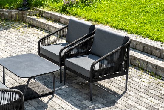 "Канны" лаунж-зона 5-местная плетеная из роупа (веревки), цвет темно-серый