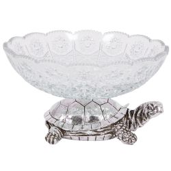 Фруктовница-конфетница Черепаха со стеклянной чашей 7373 Серебро