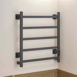 Полотенцесушитель электрический EWRIKA Пенелопа КВ7 60x55 см, подключение справа, слева, скрытое подключение справа, графит, лесенка, из стали