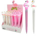 Ручка шариковая Alingar, " Фламинго ", 0,7 мм, синяя, с подсветкой, круглый, цветной, пластиковый корпус, карт. уп.