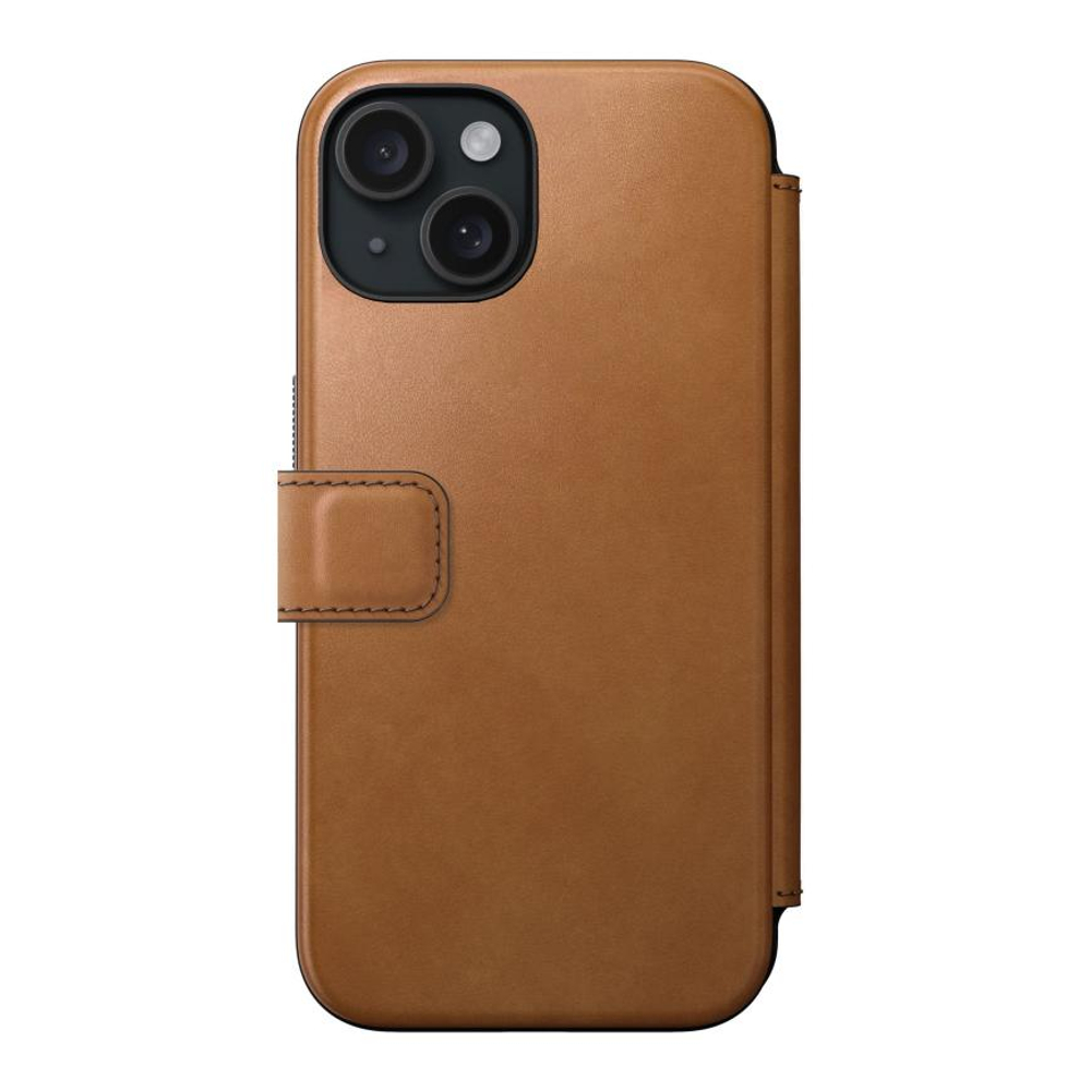 Кожаный чехол-книжка MagSafe Nomad Modern Leather Folio для iPhone 15 Чехол из натуральной цельнозерновой кожи ECCO. Вмещает до трёх карт