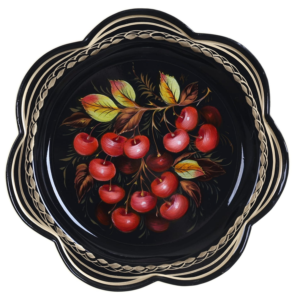Жостовский поднос декоративный, размер 18 см (A1), металлический