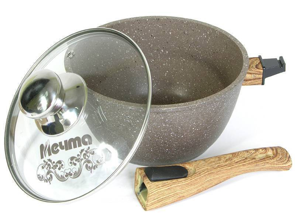 Ковш 1,7л Гранит brown со съемной ручкой