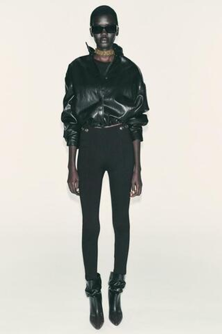 ZARA ЛЕГИНСЫ С ЗОЛОТИСТЫМИ ПУГОВИЦАМИ, ЧЕРНЫЙ