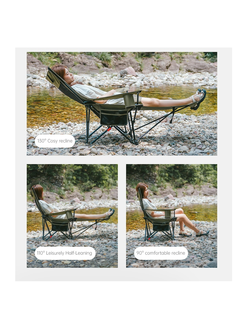 Кресло туристическое Naturehike Nightfall T05, 147х78,5х82 / 89 см, складное, до 150 кг. бежевое