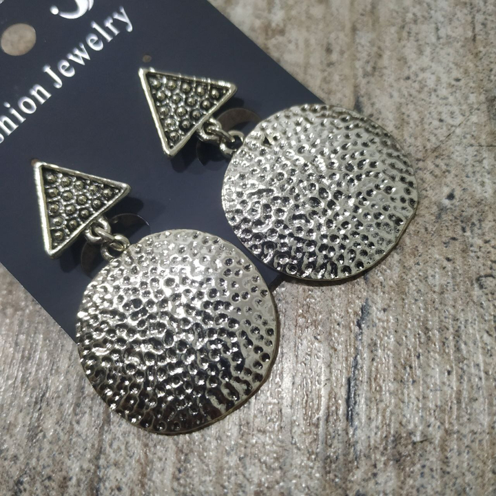 Серьги на англ.заст Bohemia овал треугольник перфорация металл античный серебристый