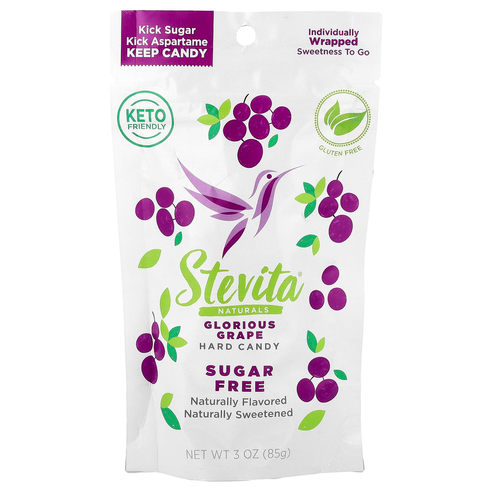 Stevita, Naturals, леденцы без сахара, со вкусом винограда, 85 г (3 унции)