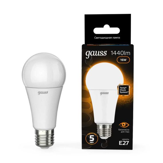 Лампа светодиодная Gauss E27 16W 3000K матовая 102502116