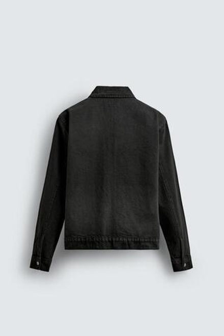 ZARA ДЖИНСОВАЯ КУРТКА-РУБАШКА НА МОЛНИИ, ЗЕЛЕНЫЙ