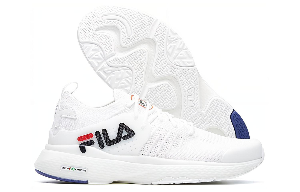 FILA Athletics Mind 3 aerobic exercise comfortable mesh fabric synthetic leather shock absorption non-slip wear-resistant breathable low-top casual running shoes women's bright white