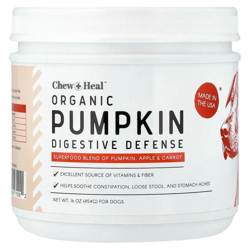 Chew + Heal, органическое средство для защиты пищеварительной системы, с тыквой, для собак, 454 г (16 унций)