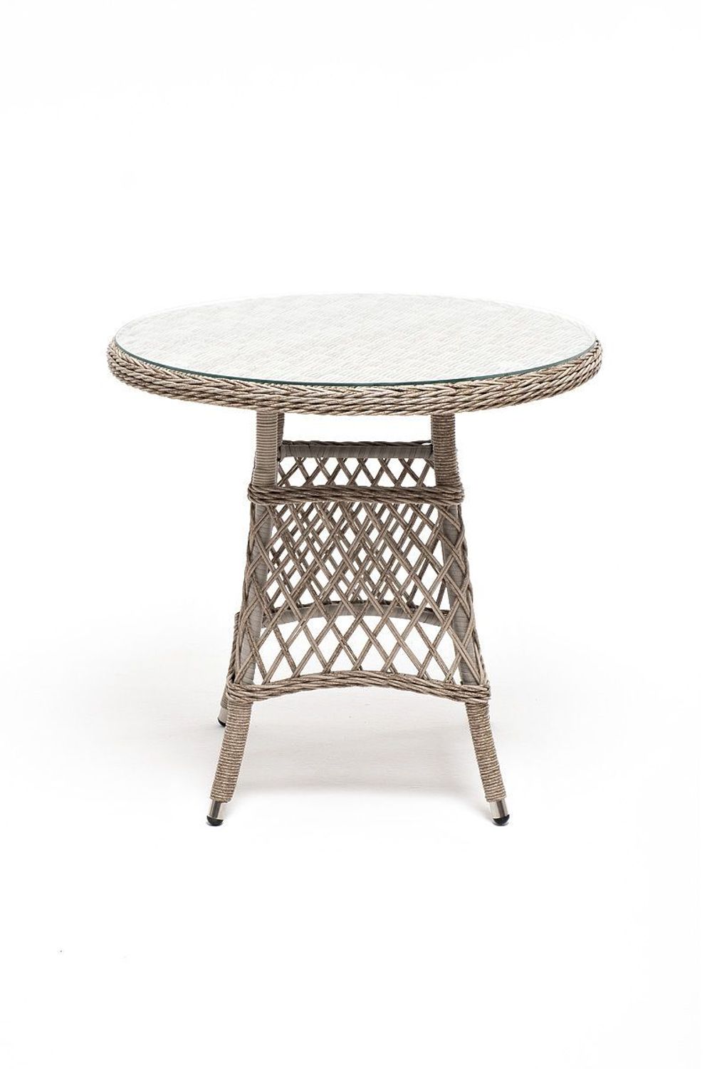 "Эспрессо" плетеный круглый стол, диаметр 80 см, цвет бежевый