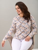 Лонгслив ЛНкл-081/бежевый-абстракциялинии