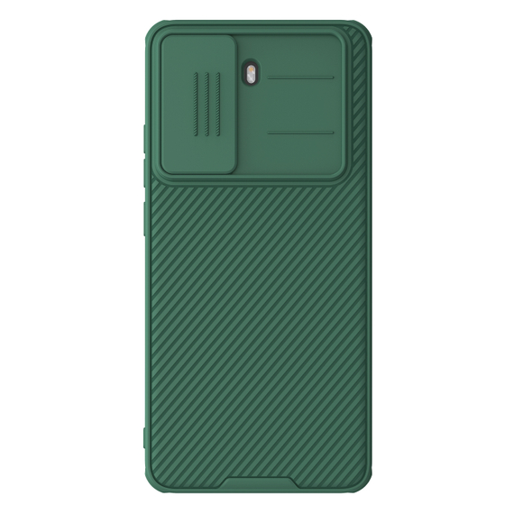Чехол зеленого цвета (Dark Green) с защитной шторкой для камеры от Nillkin на Xiaomi Poco X7 Pro, серия CamShield Pro Case