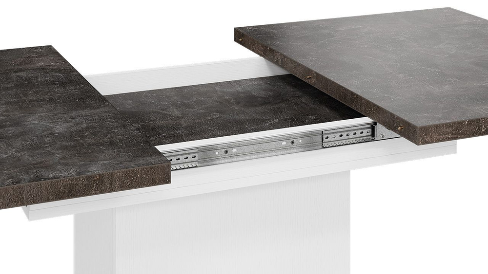 Стол кухонный обеденный раздвижной Белый/Ателье темный 120(163)х80х75 см