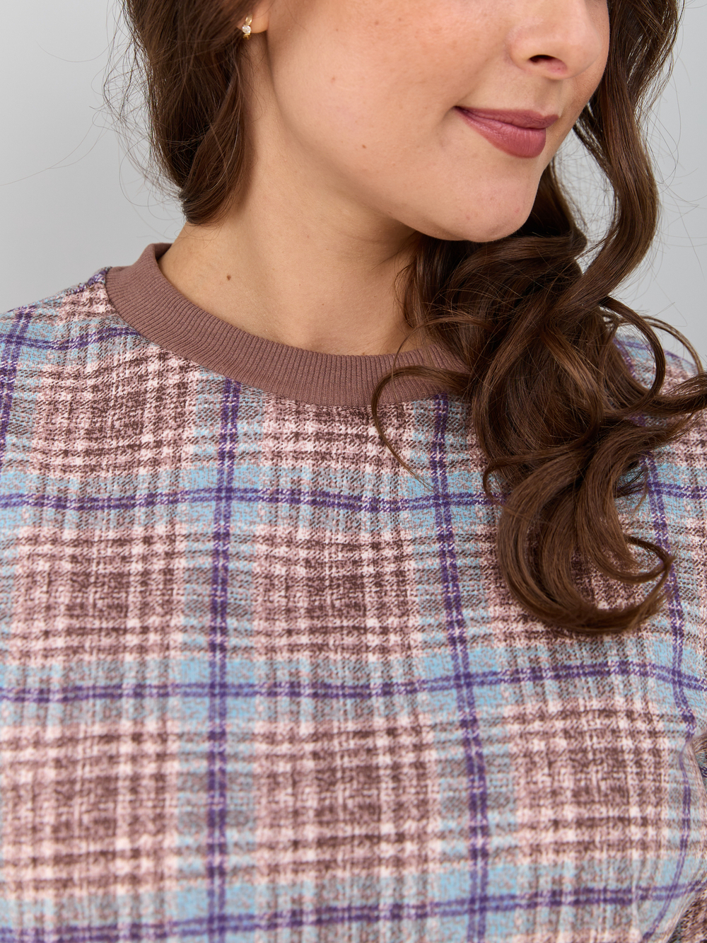 Костюм с брюками КБ-90М/клеткабеж-бирюза