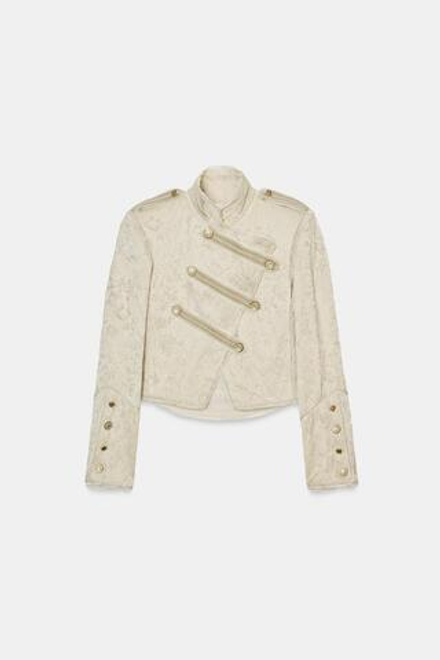 ZARA КОРОТКАЯ ЖАККАРДОВАЯ КУРТКА ZW COLLECTION LIMITED EDITION, БЕЖЕВЫЙ