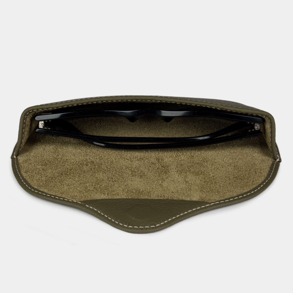 Футляр для очков Soleil из кожи теленка, зеленого цвета